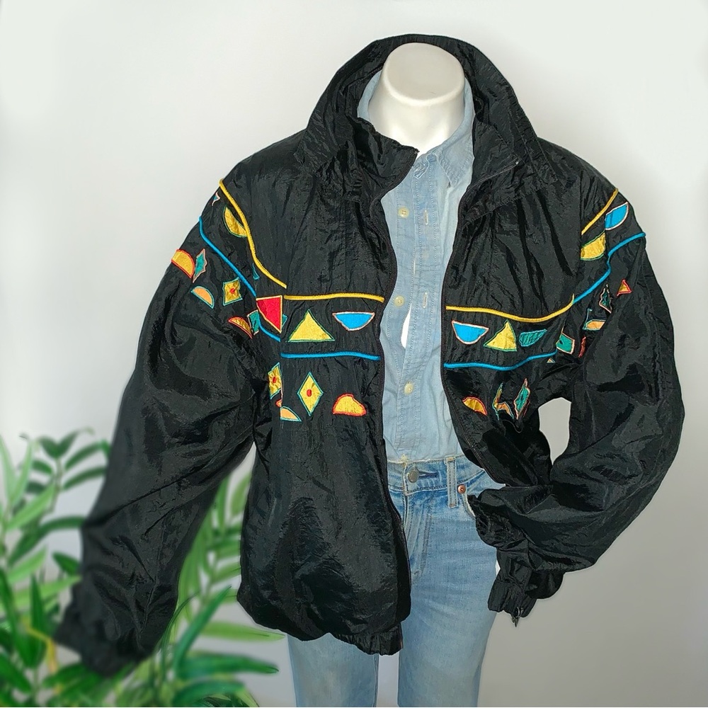 v i n t a g e :: Rad Artsy Vibrant Retro Windbreaker Rain Jacket - Picture 4 of 13